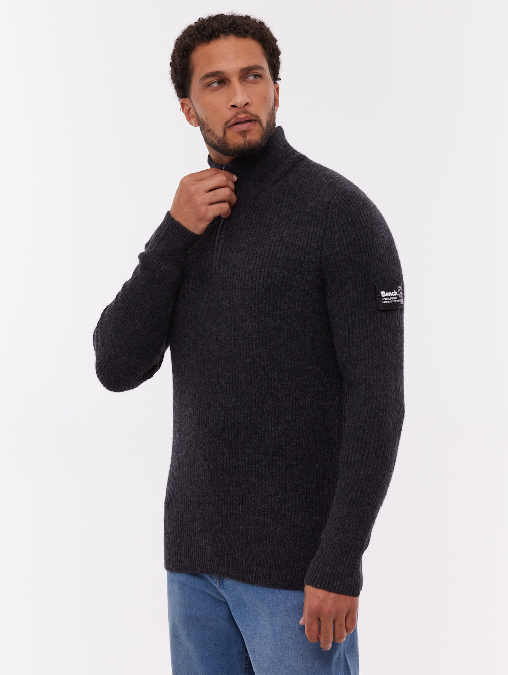 Yanta Quarter-Zip Funnel-Neck Sweater - Grey