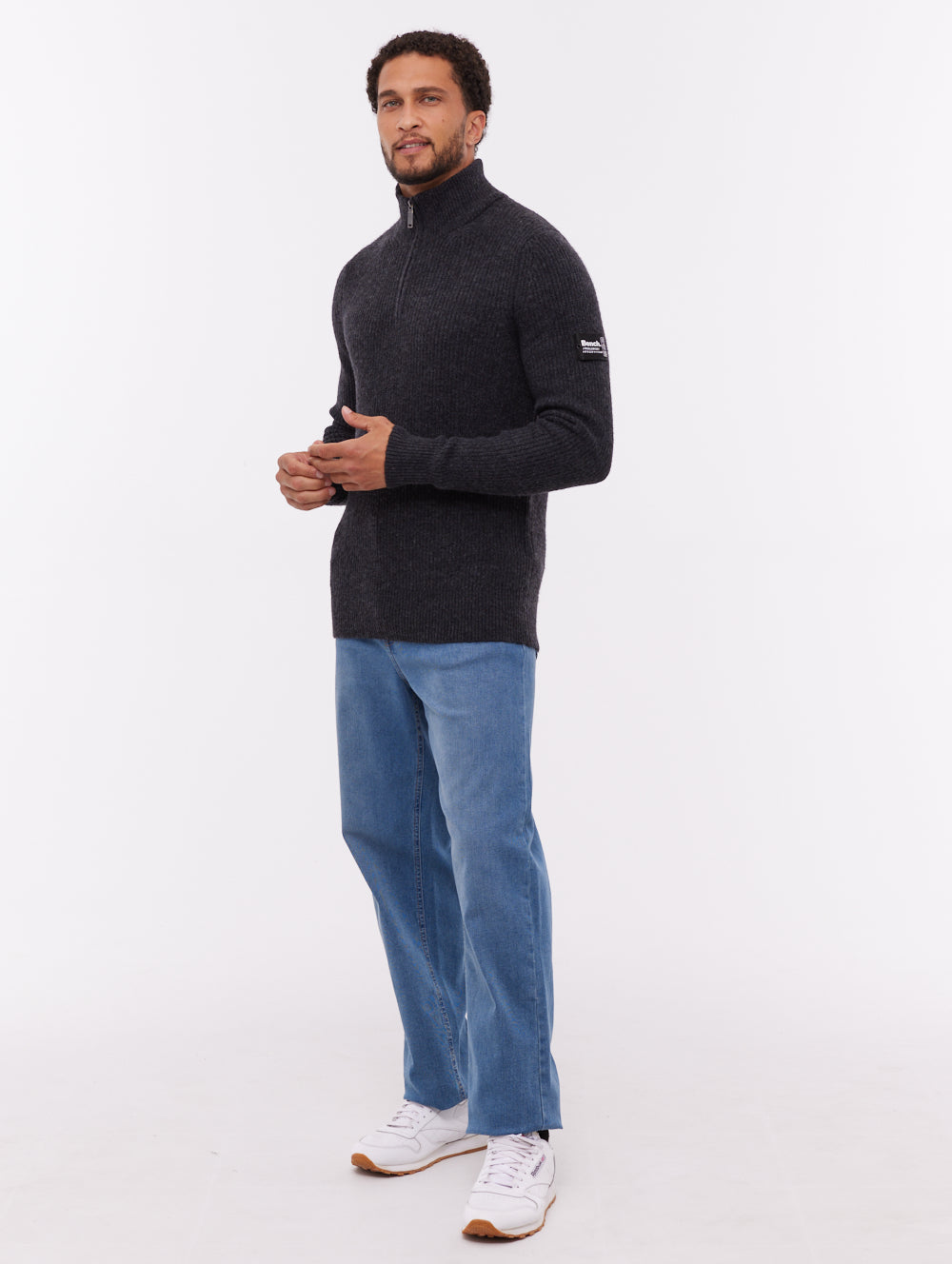 Yanta Quarter-Zip Funnel-Neck Sweater - Grey