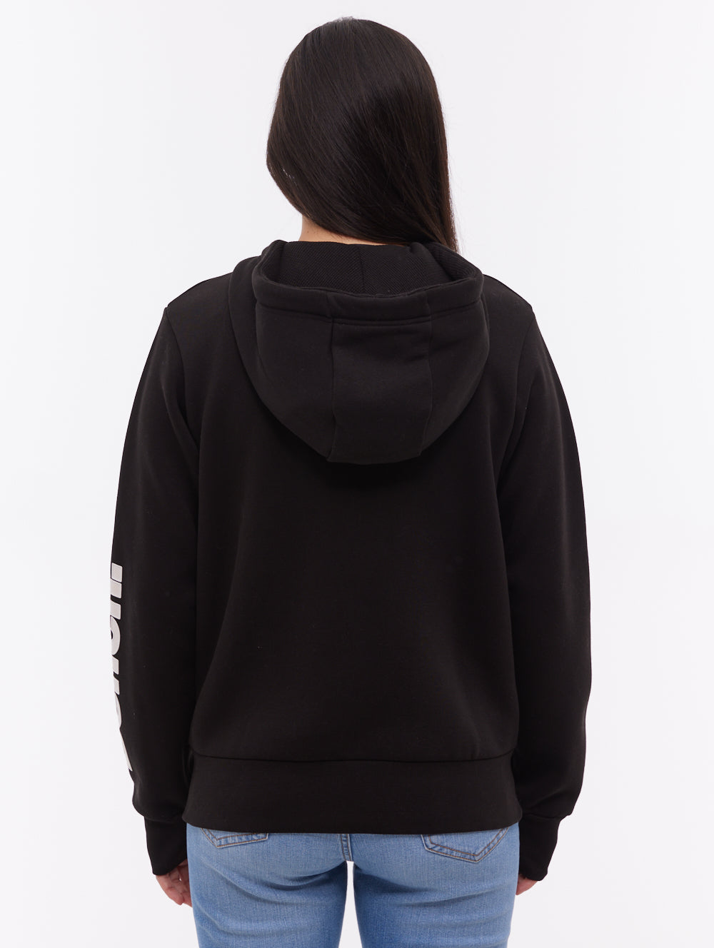 Darcine Zip-Up Hoodie with Sleeve Logo - Black