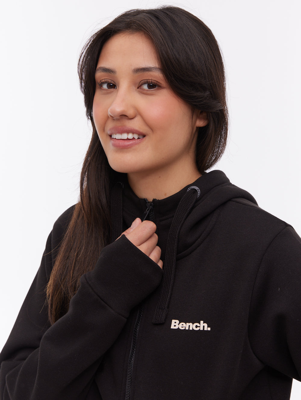 Darcine Zip-Up Hoodie with Sleeve Logo - Black