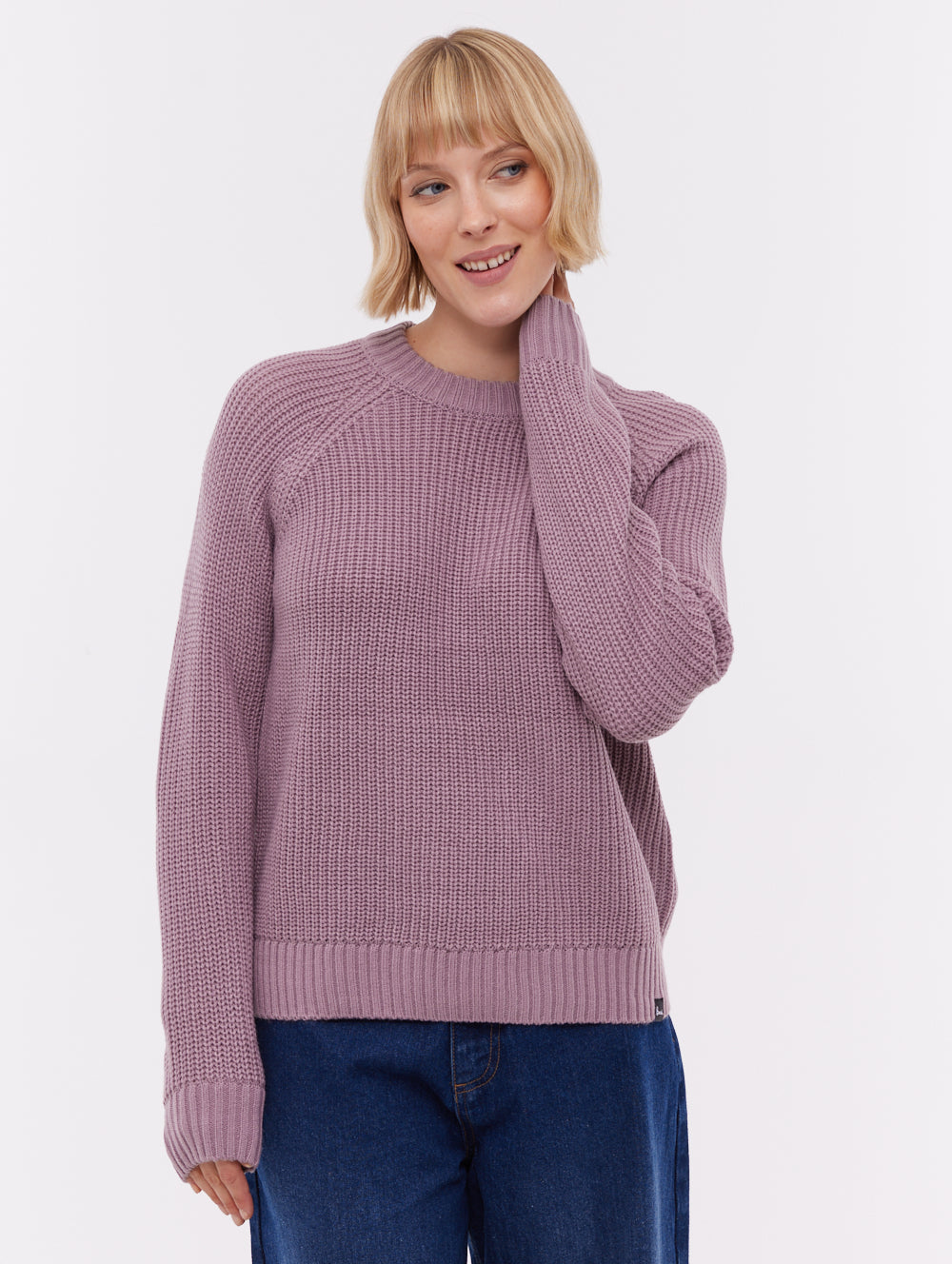 Georgiana Raglan Crew Neck Sweater - Purple
